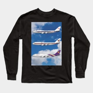 Thai Airways 3 Liveries 747-D7 Long Sleeve T-Shirt